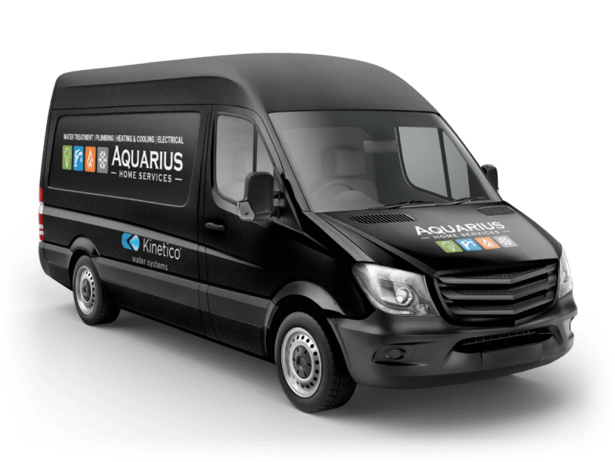 Black Aquarius Home Services branded service van