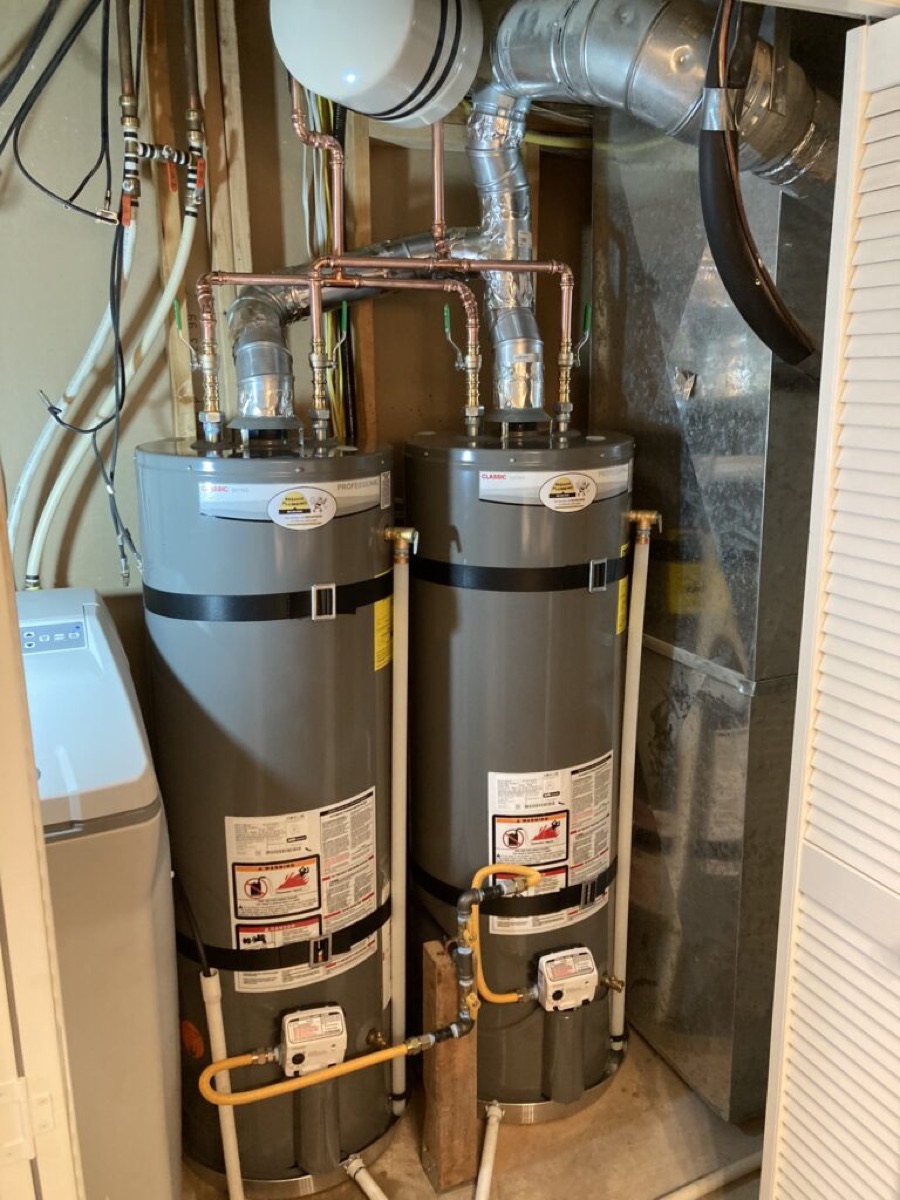 Installed tank water heater