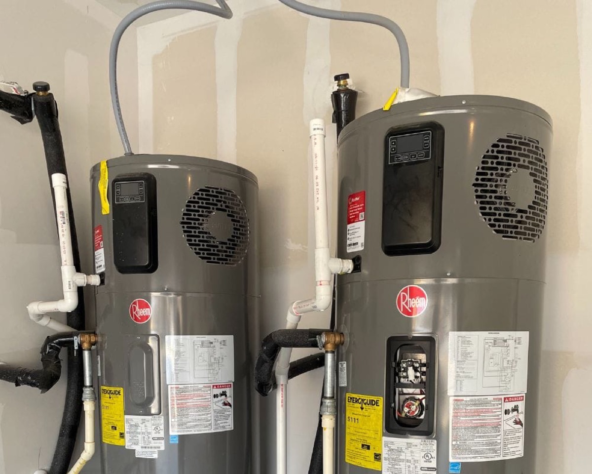 Two hybrid water heaters