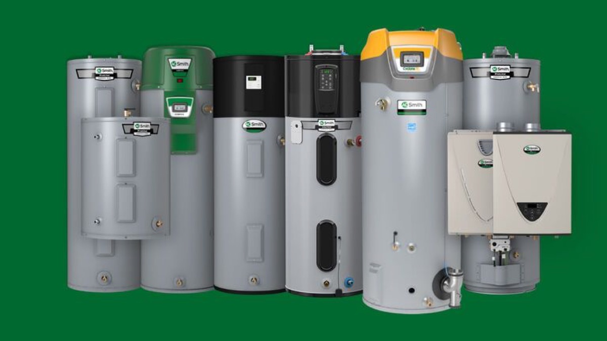 Collage of high-efficiency residential water heaters (product image)