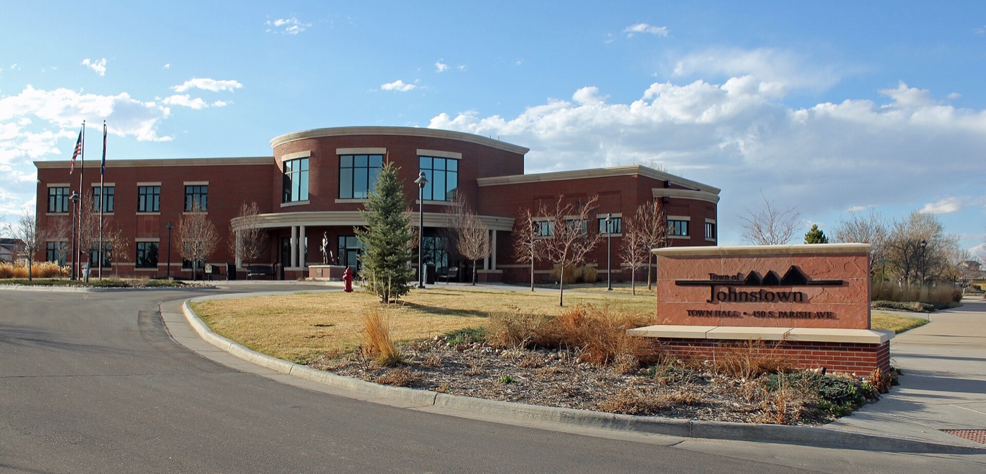 The Johnstown Town Hall building at 450 South Parish Avenue, Johnstown, Colorado