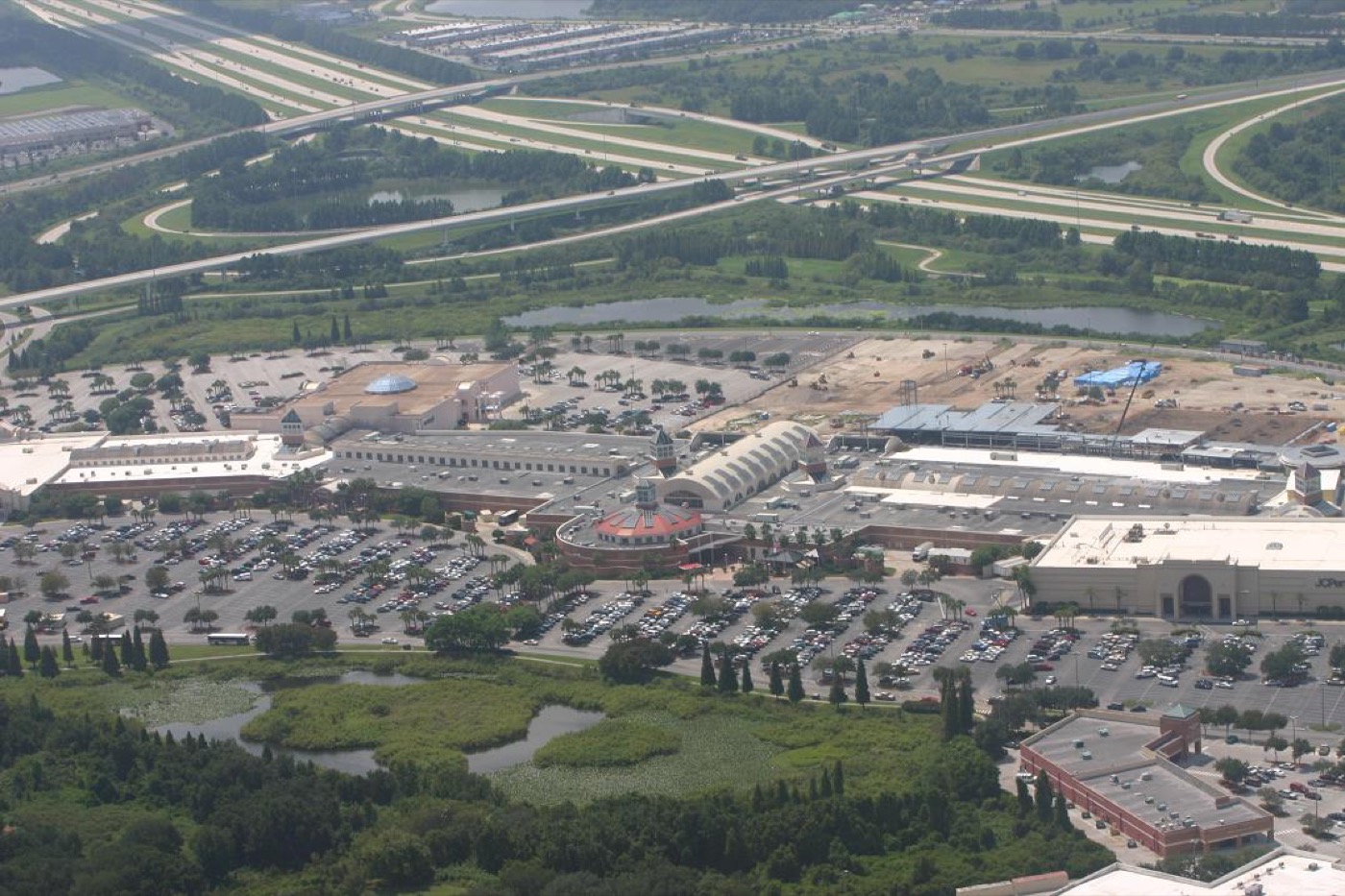 Aerial photograph of the Brandon Mall shopping center and surrounding roads in Brandon, Florida