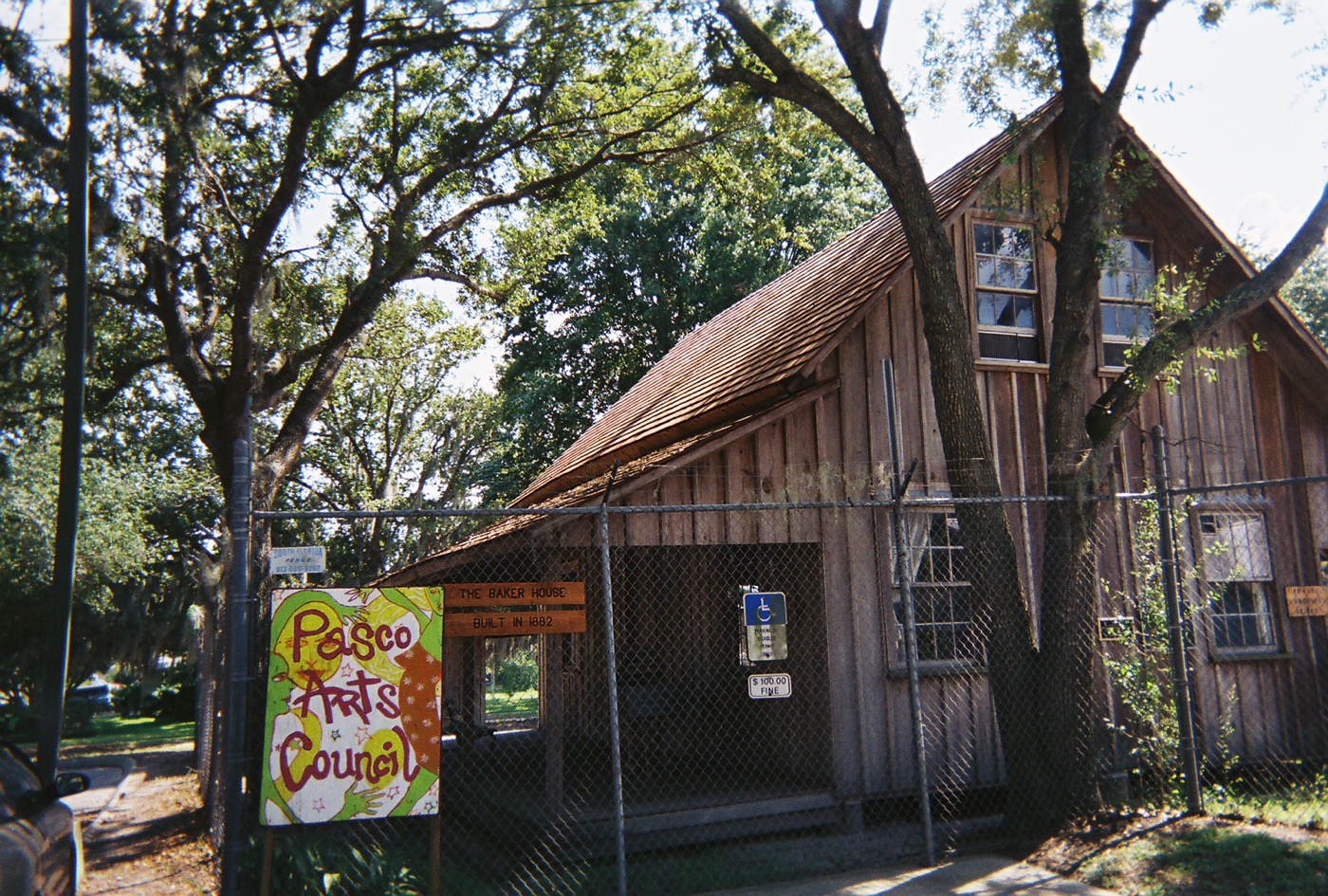 The historic wood-frame Samuel Baker House in Elfers, Florida