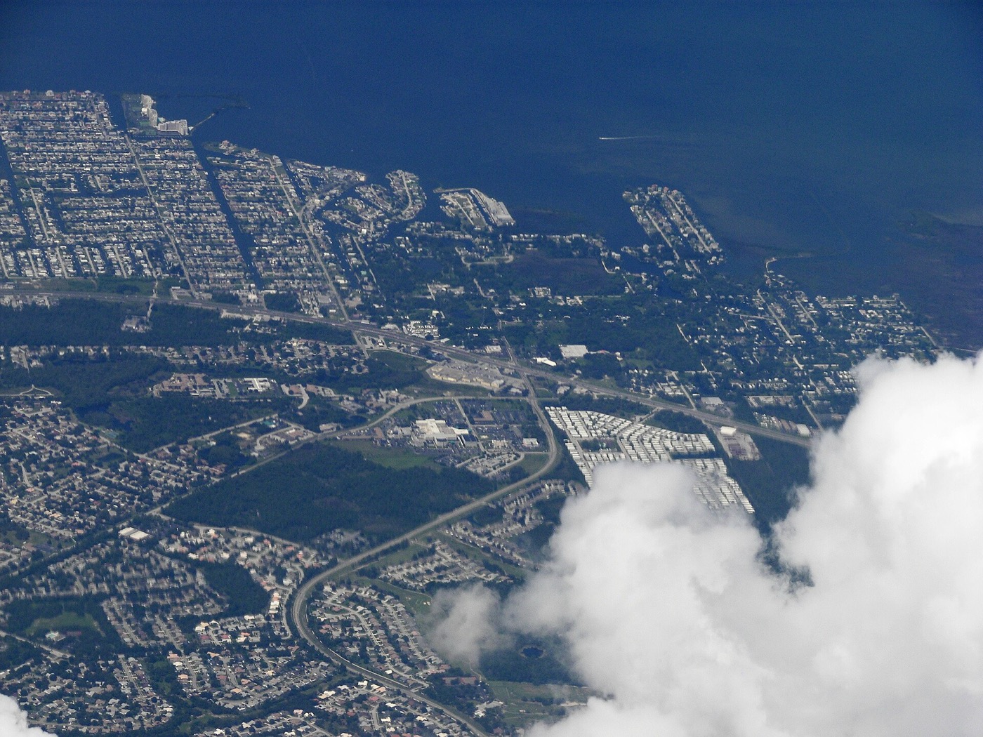 Aerial view of Hudson and Hudson Beach at U.S. Route 19 and Hudson Avenue, Pasco County