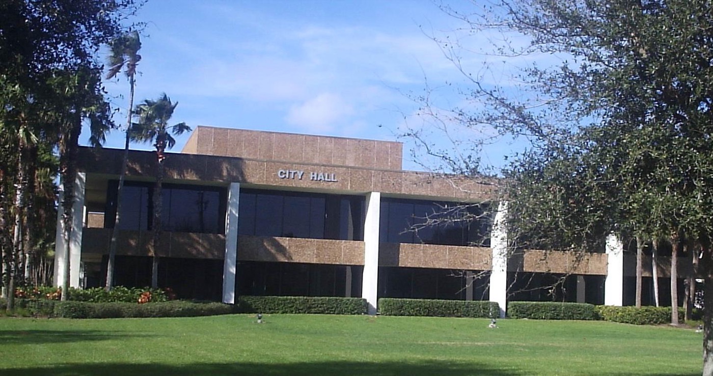 Largo City Hall seen from the sidewalk