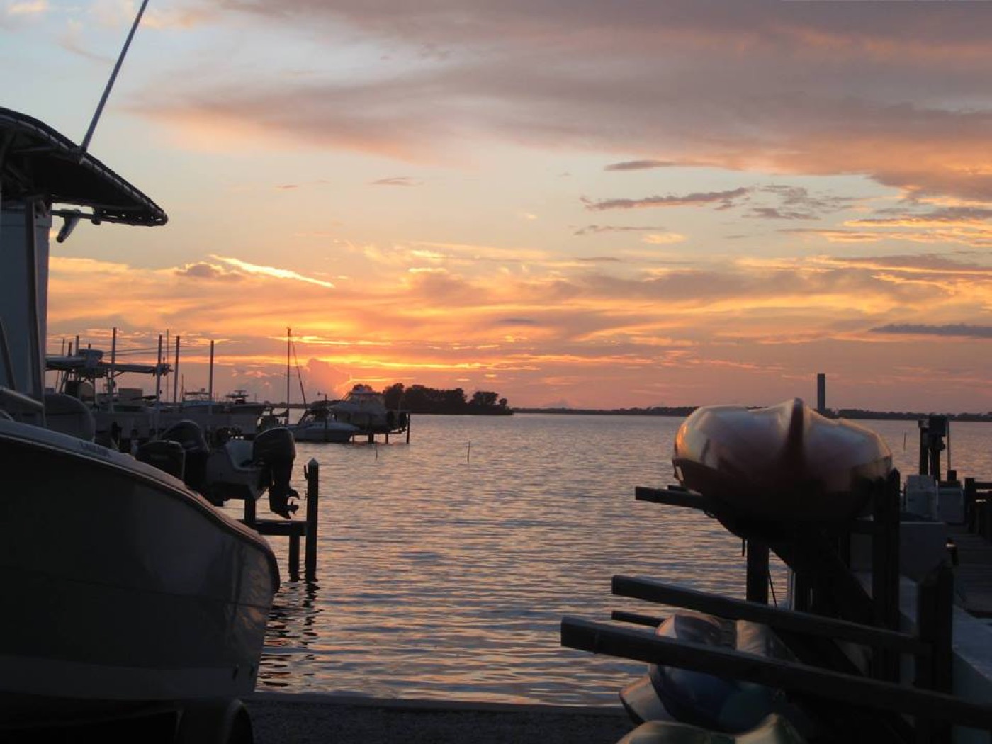 Late sunset over the water seen from Bayshore Drive in Ozona, part of Palm Harbor