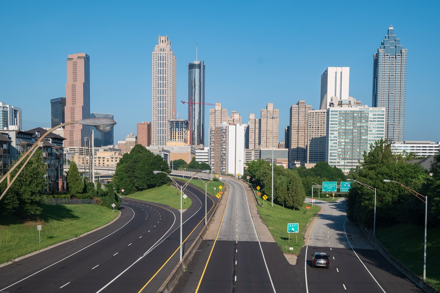 Downtown Atlanta skyline seen from the Jackson Street Bridge