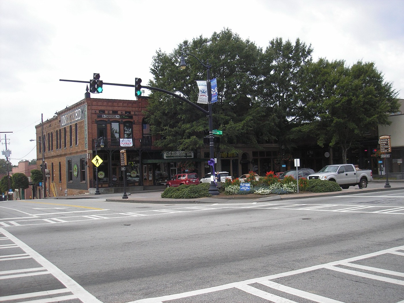 Historic storefronts in downtown Carrollton, Georgia