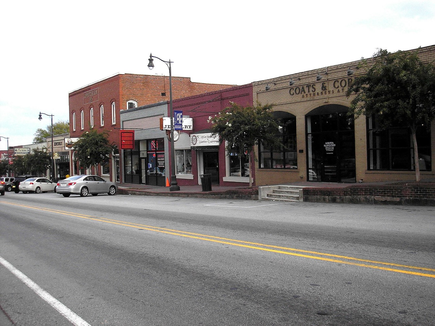 Historic commercial buildings in downtown Douglasville along Broad Street