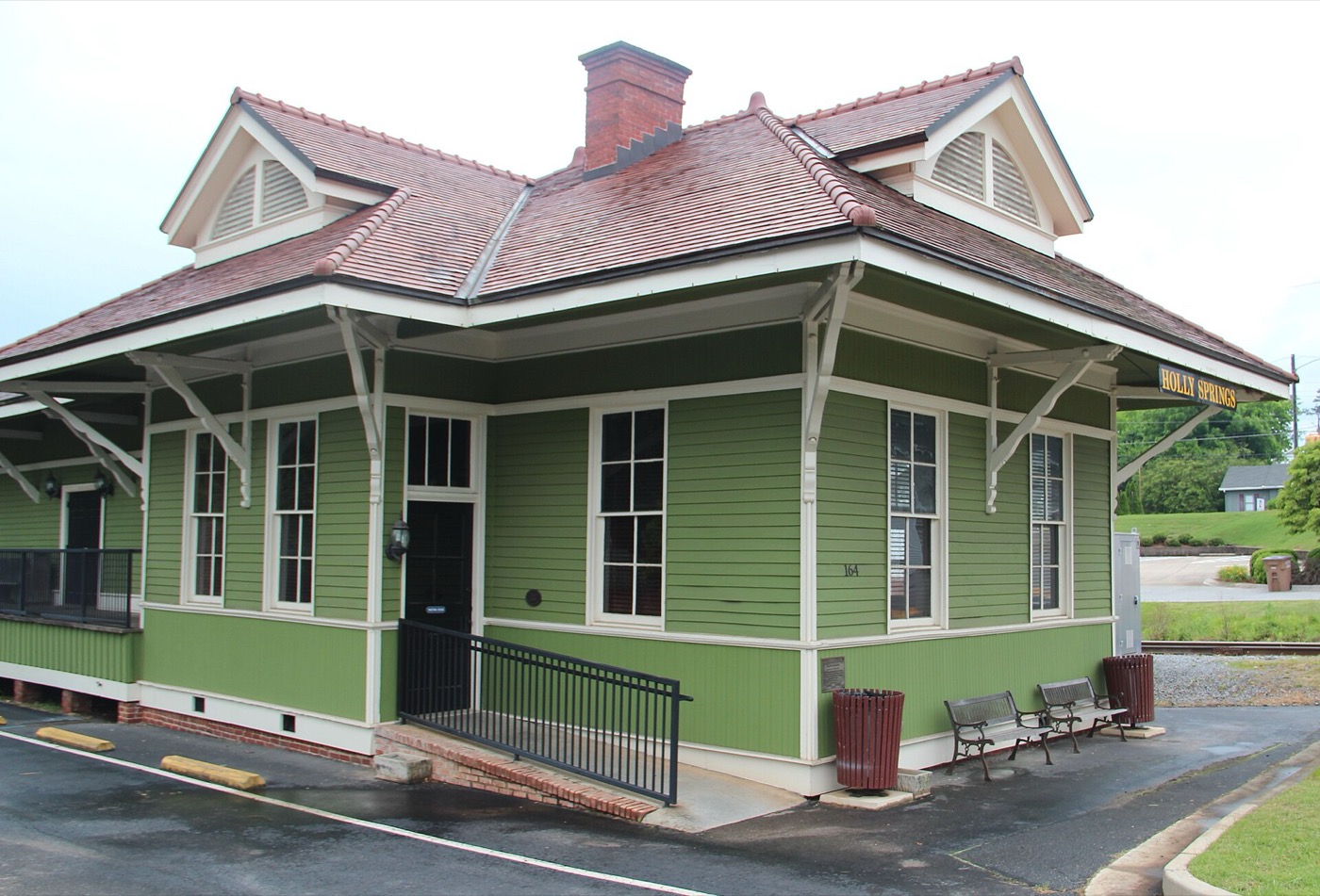 The historic train depot in Holly Springs, Georgia