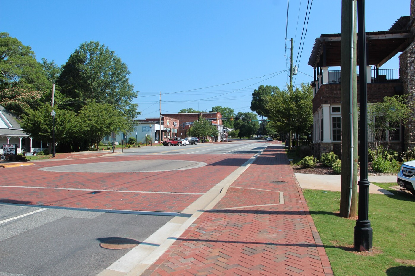 Historic main street buildings in downtown Kennesaw, Georgia