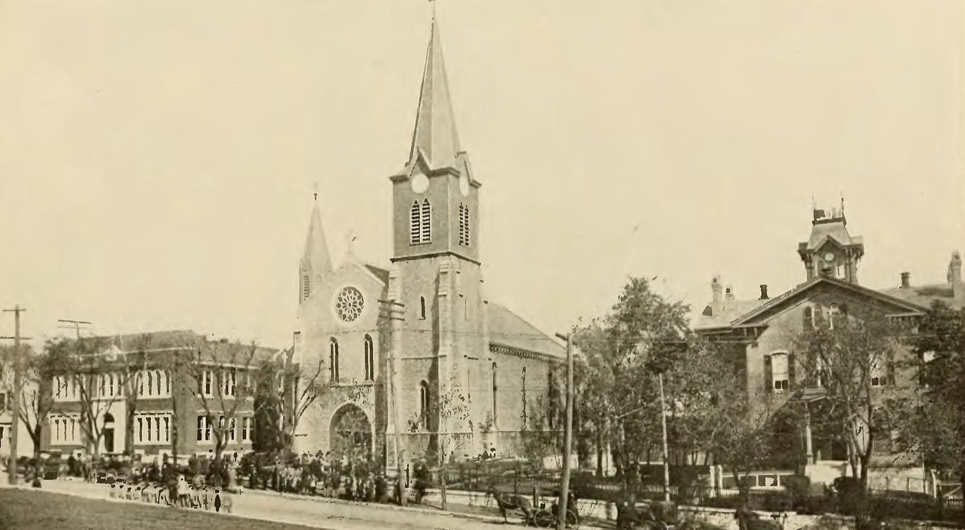 The Cathedral of Saints Peter and Paul on State Street in Alton, Illinois, photographed in 1912