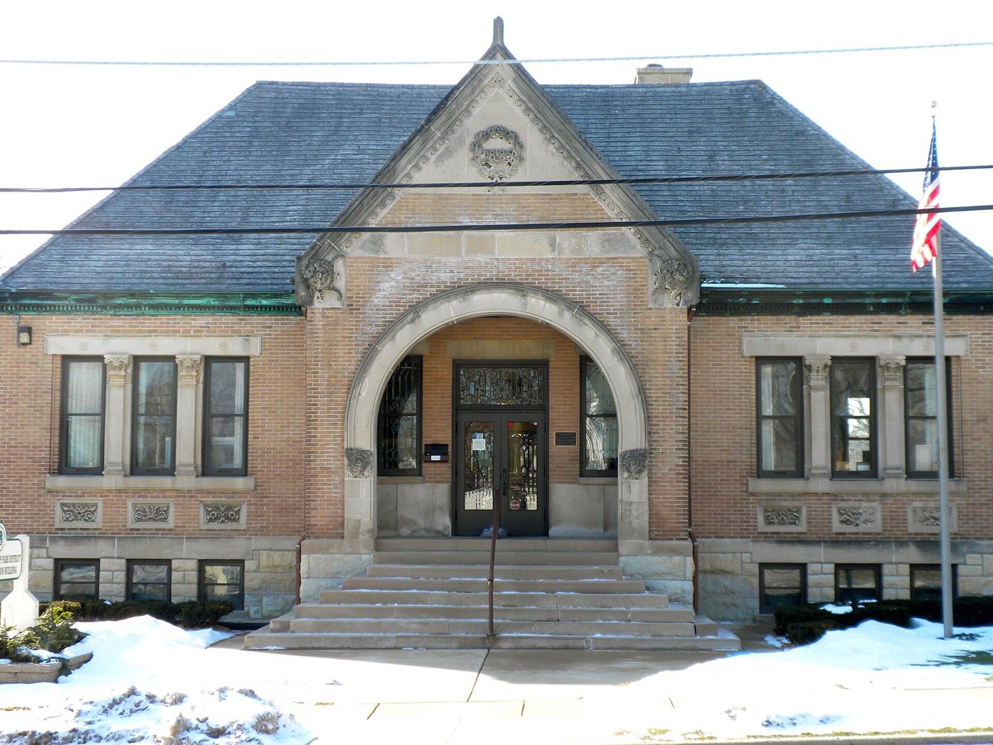 Historic Library Hall at 21 N. Washington St. in Carpentersville, Illinois