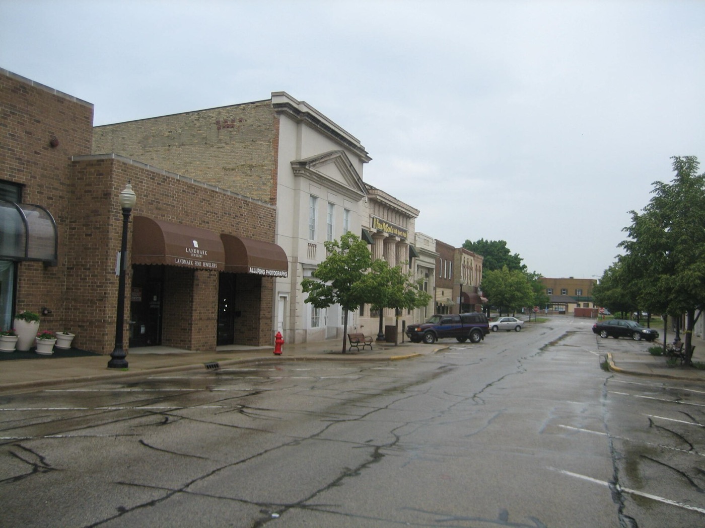 Historic storefront buildings in downtown Crystal Lake