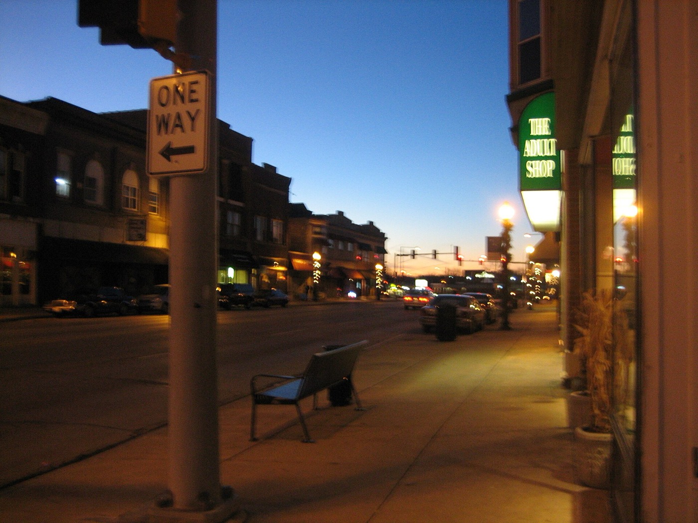 Downtown DeKalb, Illinois, looking west along Lincoln Highway
