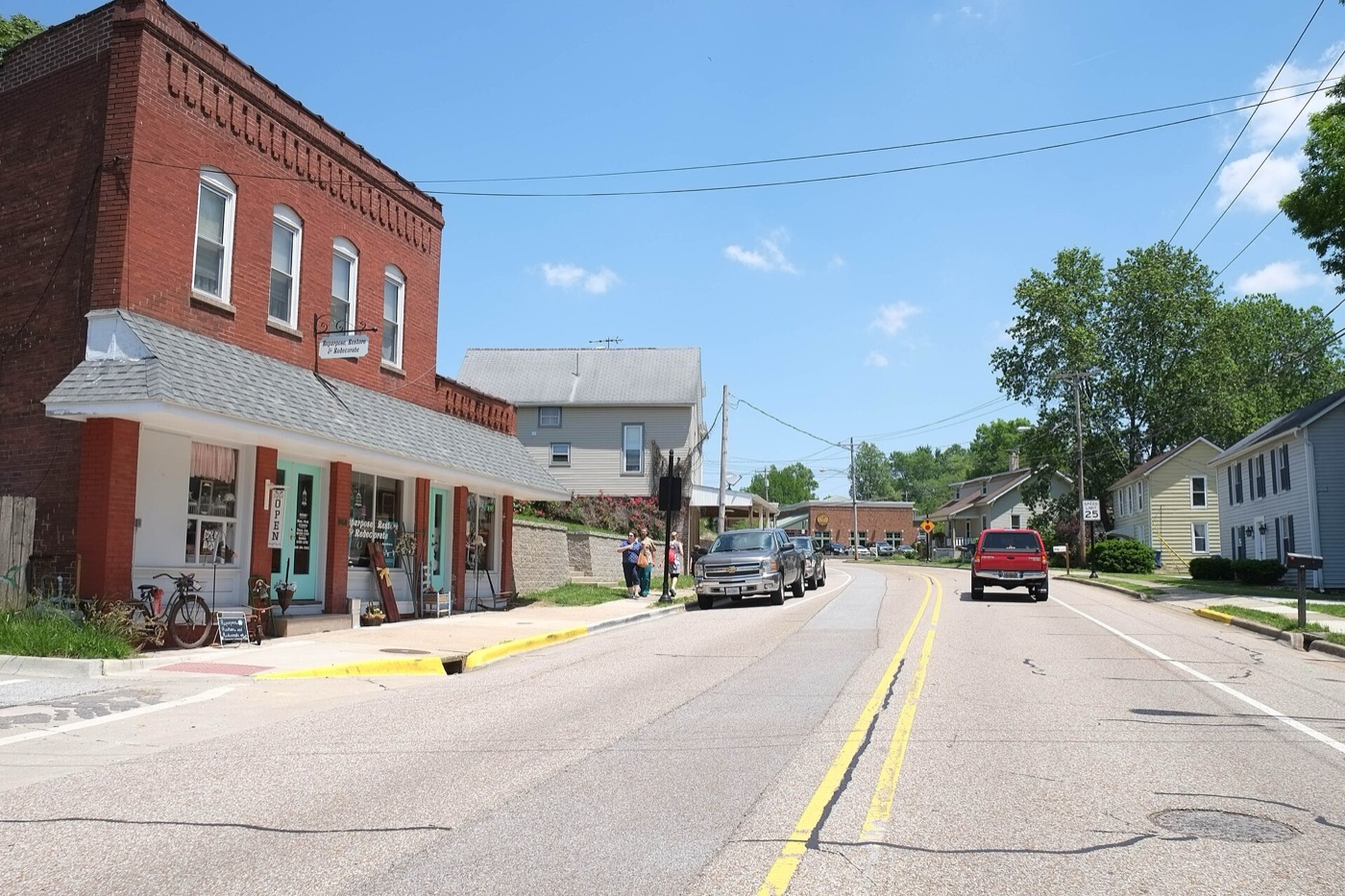 Brick building beside a two-lane street in Glen Carbon, Illinois