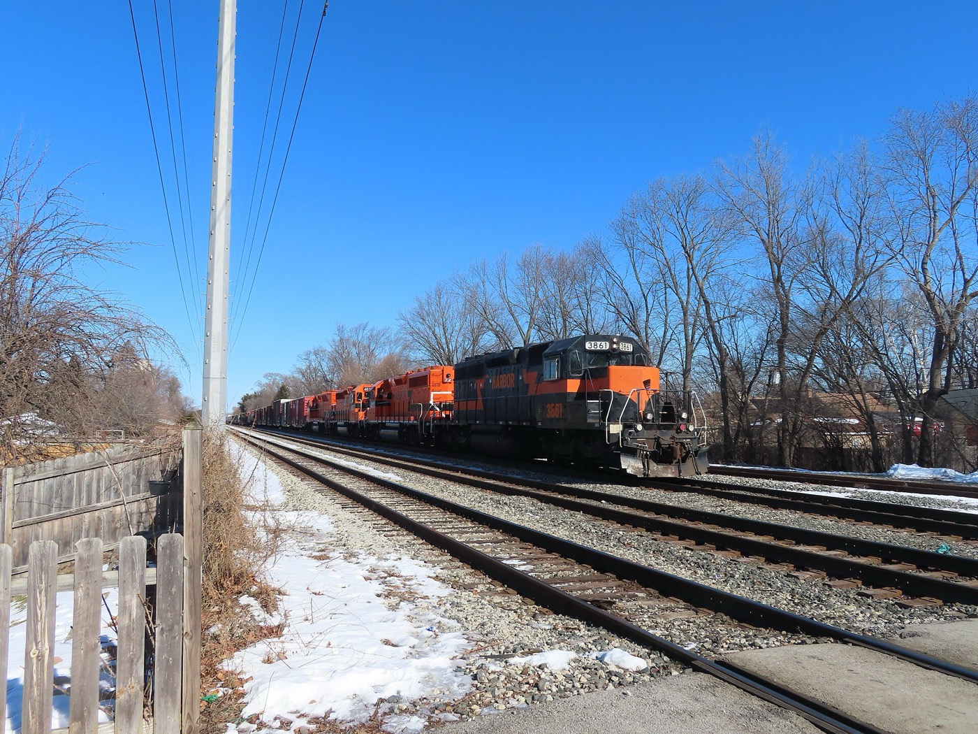 A freight train on the Indiana Harbor Belt Railroad in La Grange Park