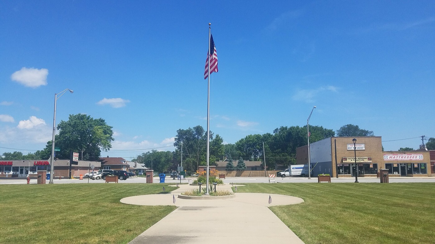 Gazebo and flag at Midlothian's village hall grounds