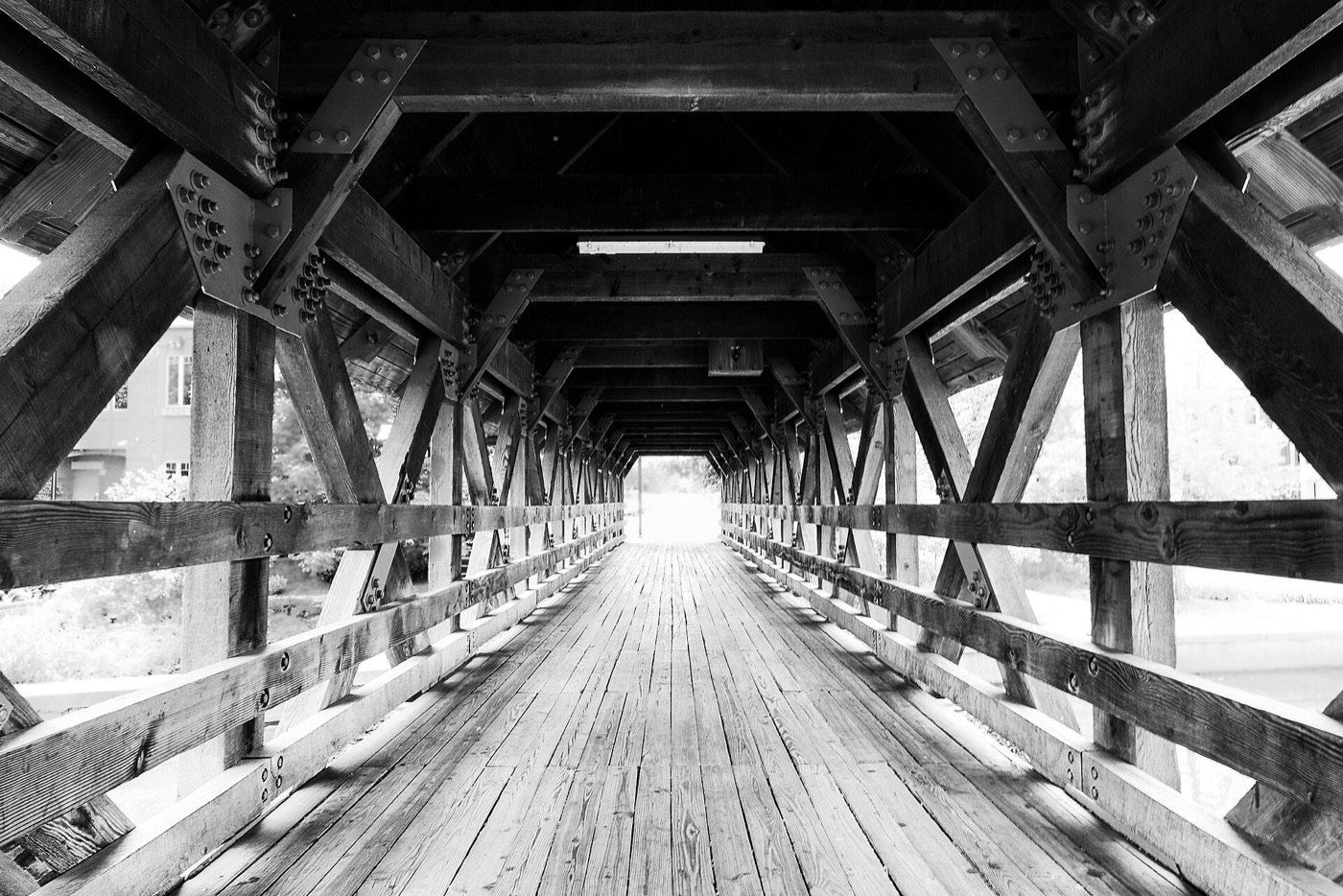 Covered footbridge along the Naperville Riverwalk