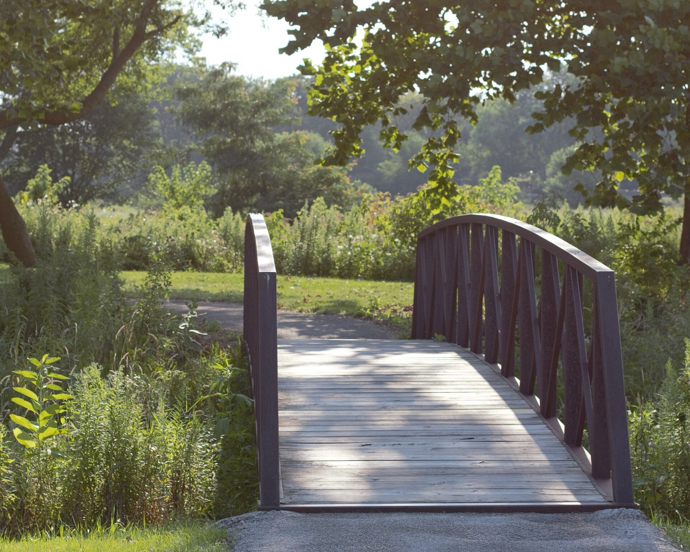 Footbridge leading into Central Park in Park Forest, Illinois