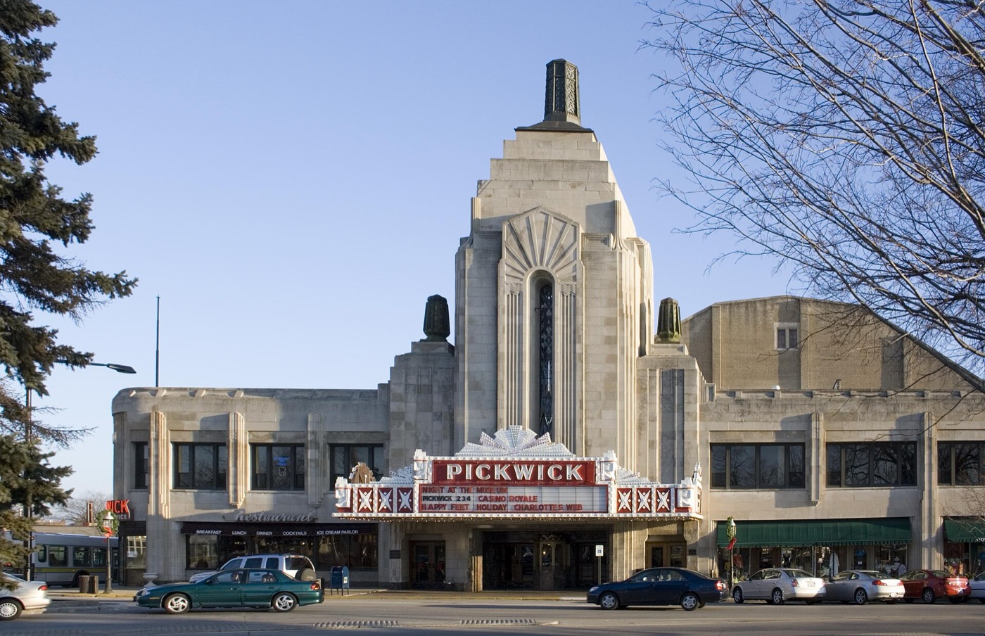 The Art Deco Pickwick Theatre in downtown Park Ridge
