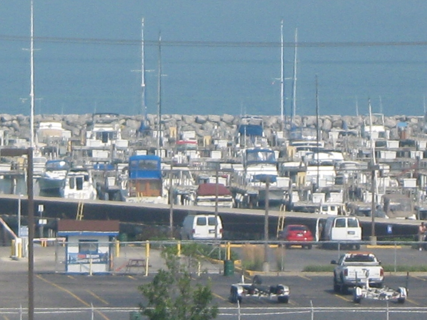 Boats docked at the Waukegan harbor marina on Lake Michigan
