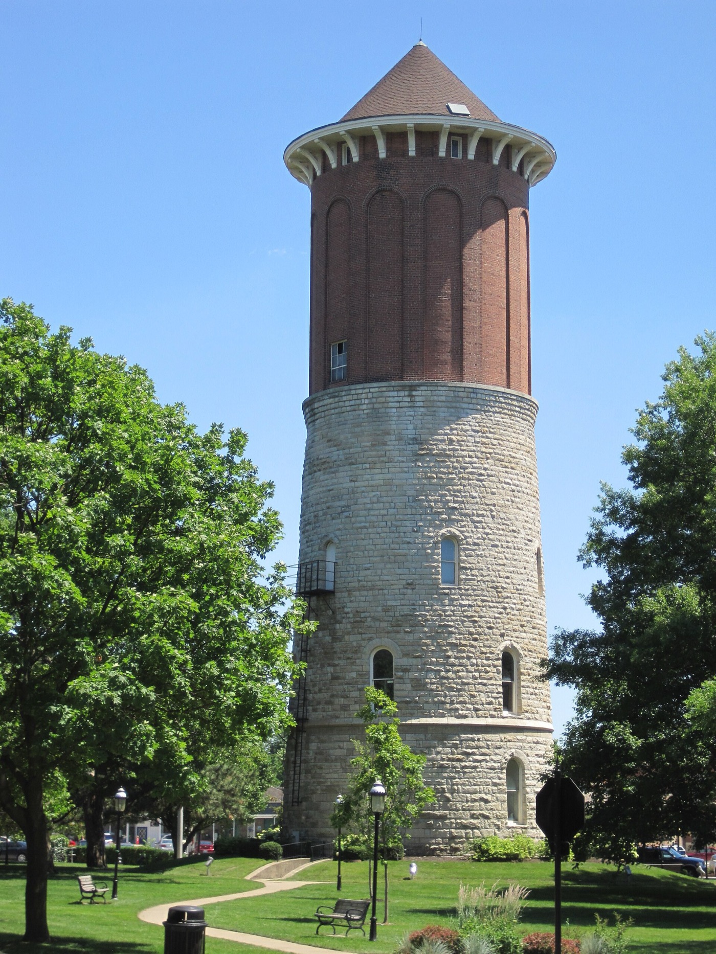 The historic water tower in Western Springs, Illinois