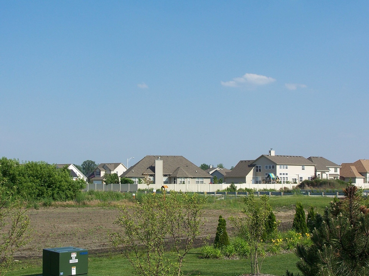 Residential street with houses in Dyer, Indiana