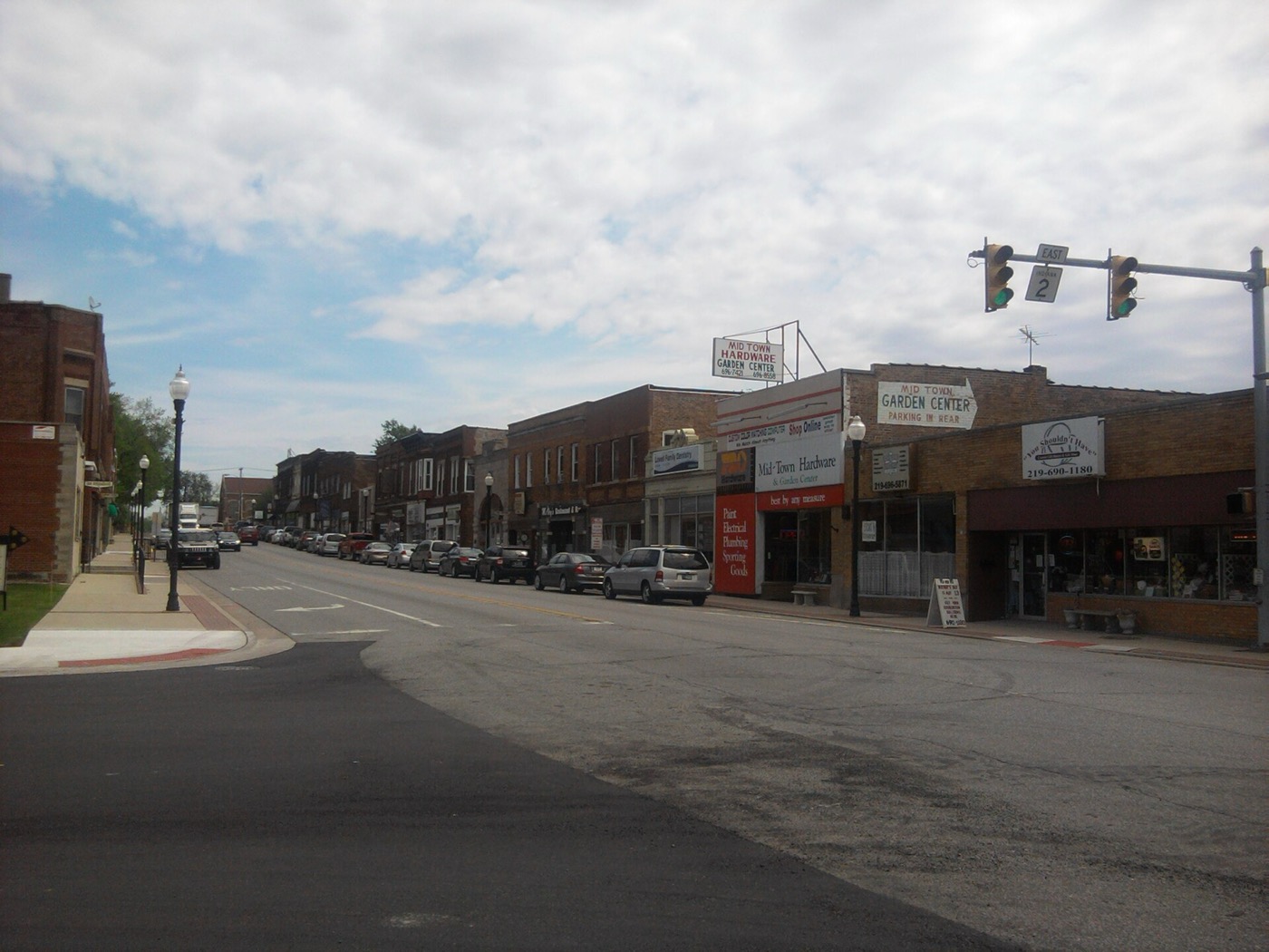 Commercial Avenue storefronts in downtown Lowell, Indiana