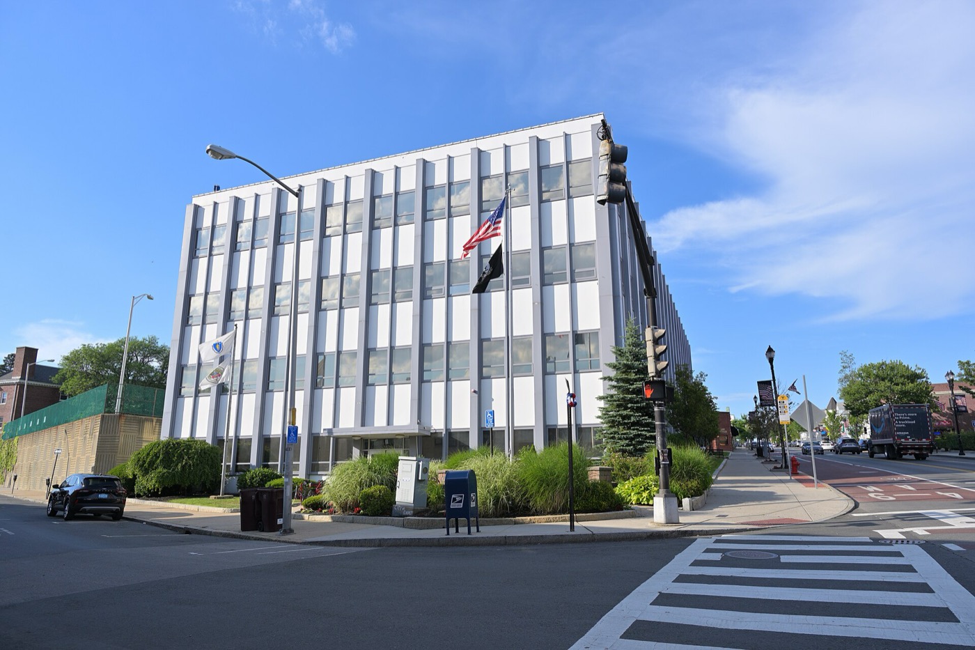 Everett City Hall seen from the south along Broadway