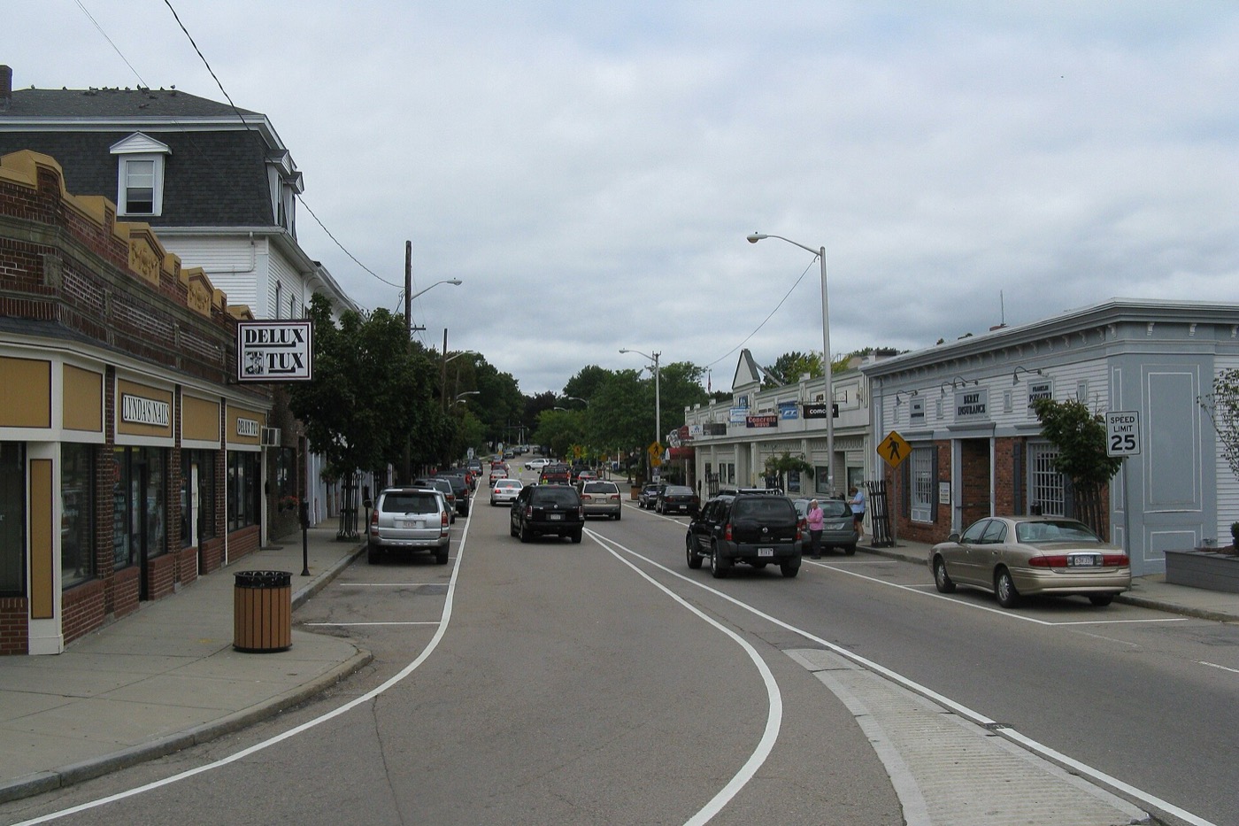 Storefronts along Main Street in downtown Franklin