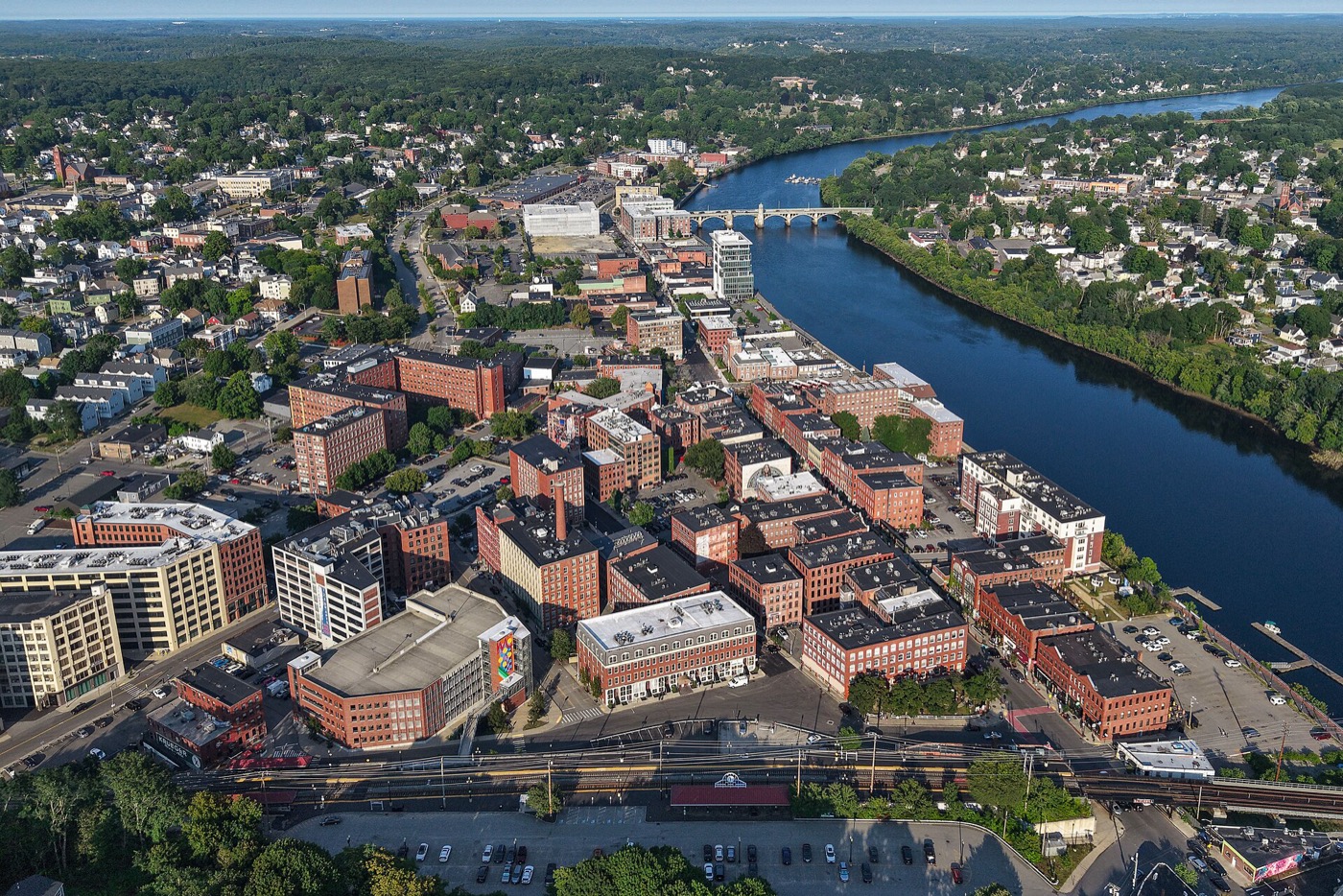Aerial view of downtown Haverhill, Massachusetts