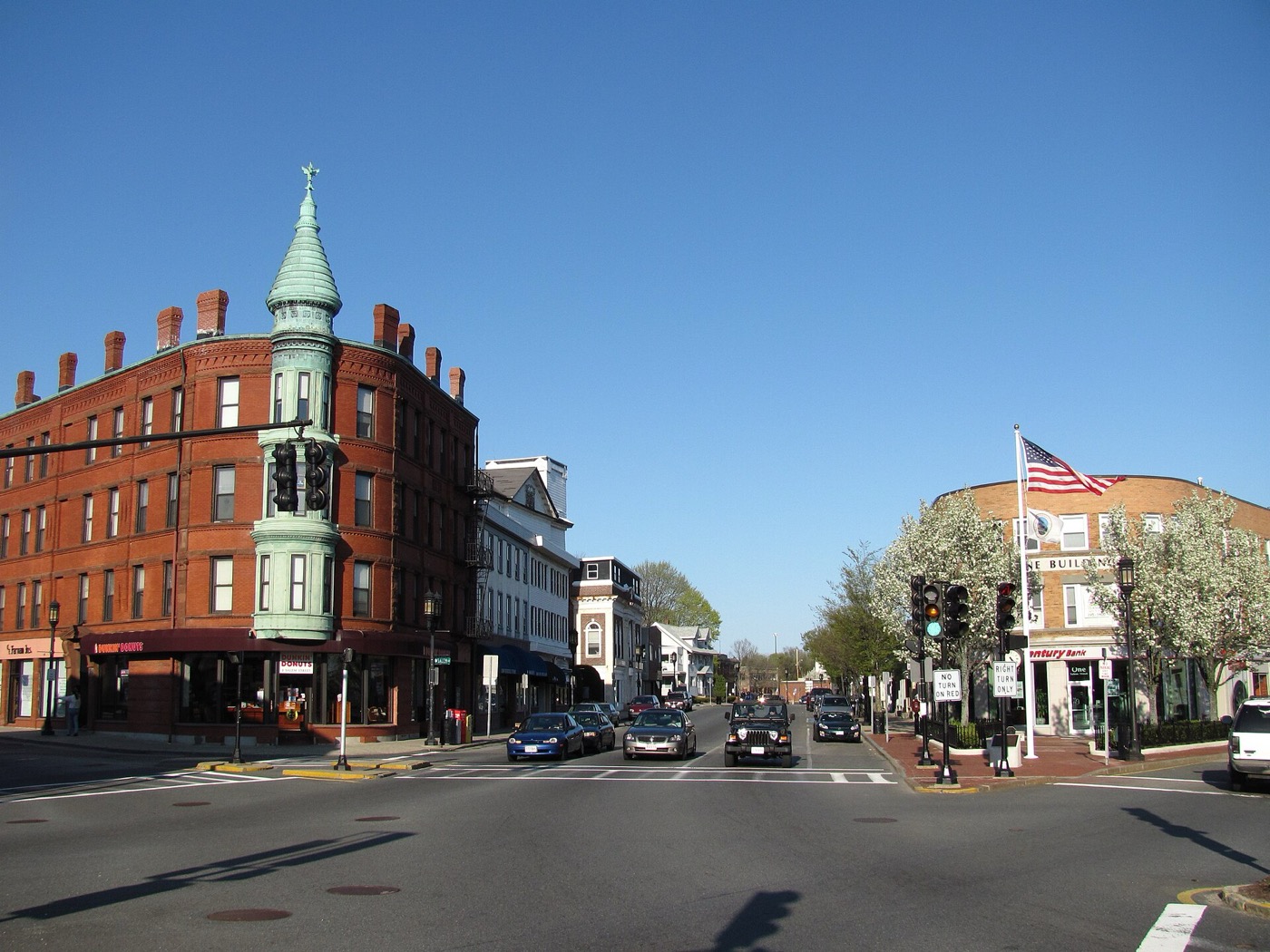 Buildings around Medford Square in Medford