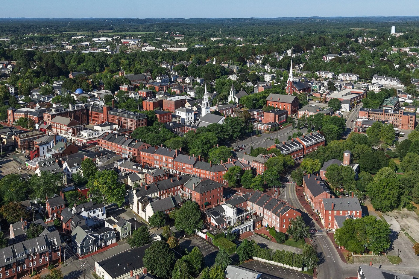 Aerial view of downtown Newburyport, Massachusetts