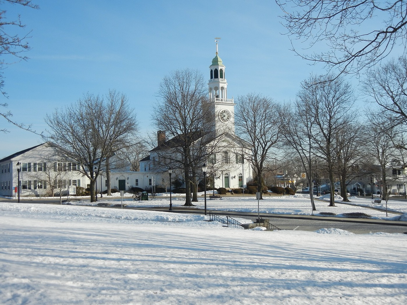 Buildings in downtown Reading in early spring