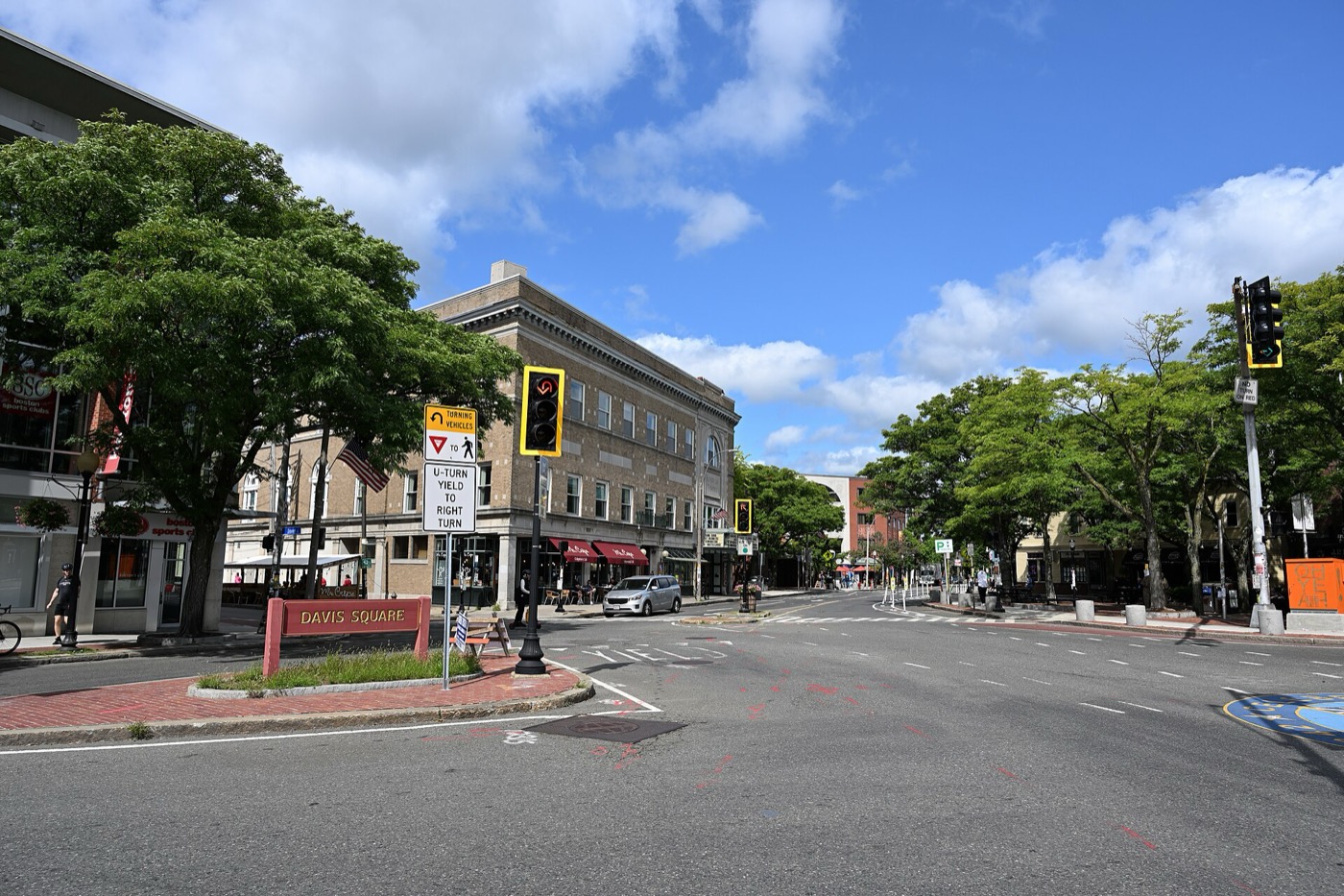 Davis Square in Somerville looking north up Holland Street