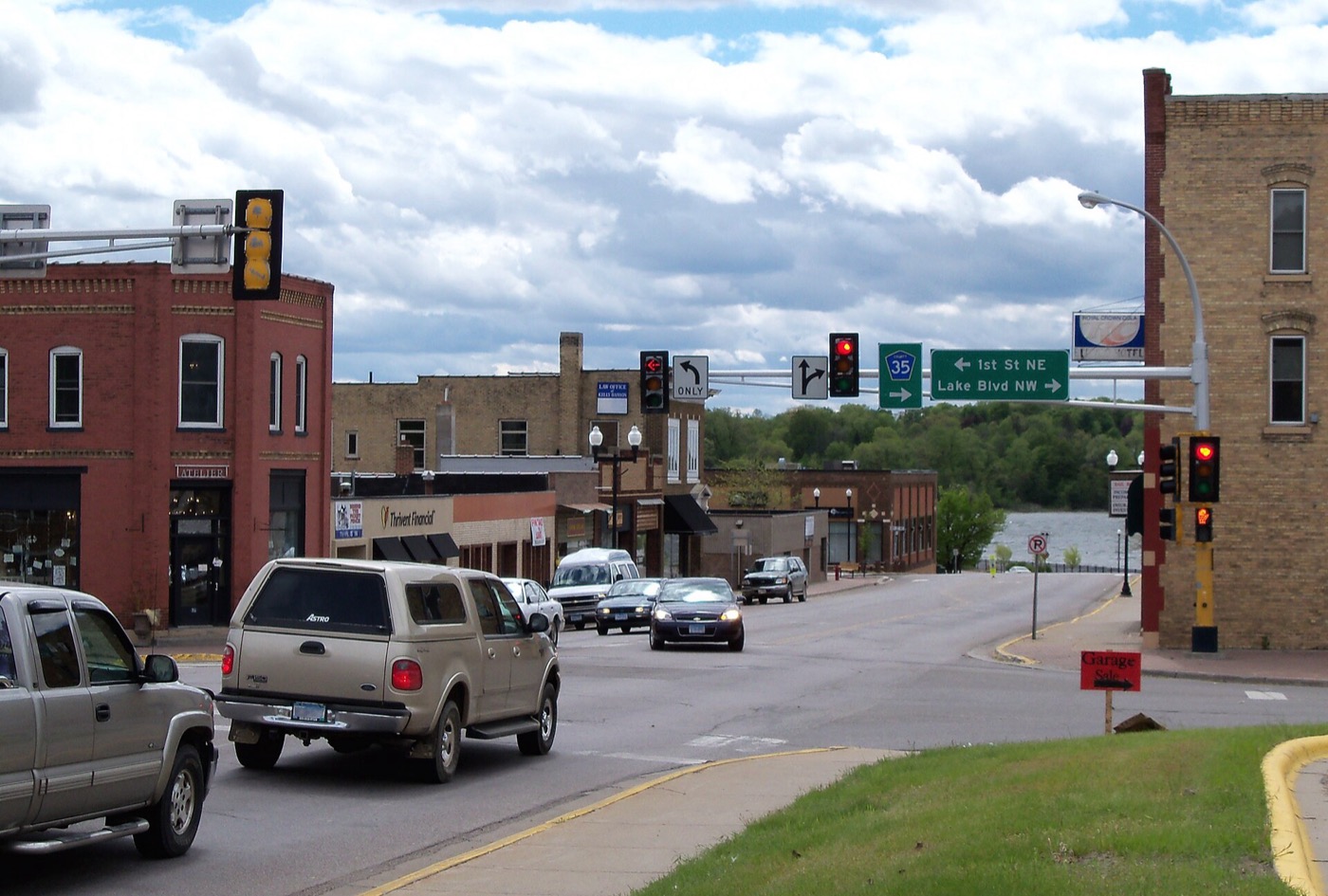 Storefronts along a street in downtown Buffalo, Minnesota