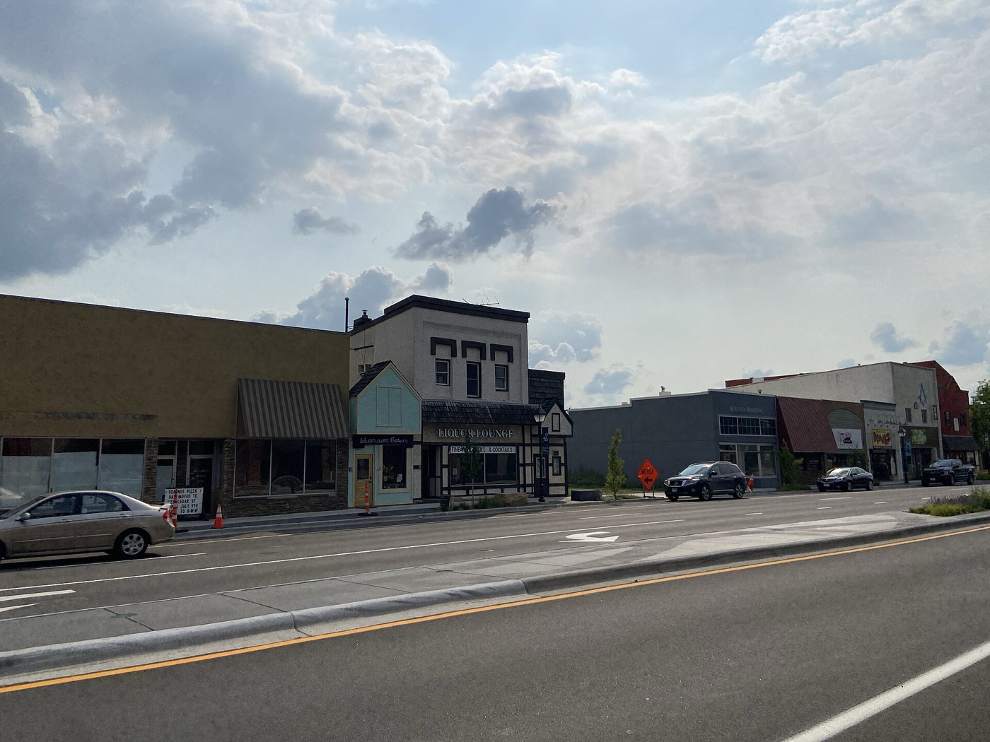 Storefront businesses along Broadway Street in downtown Monticello
