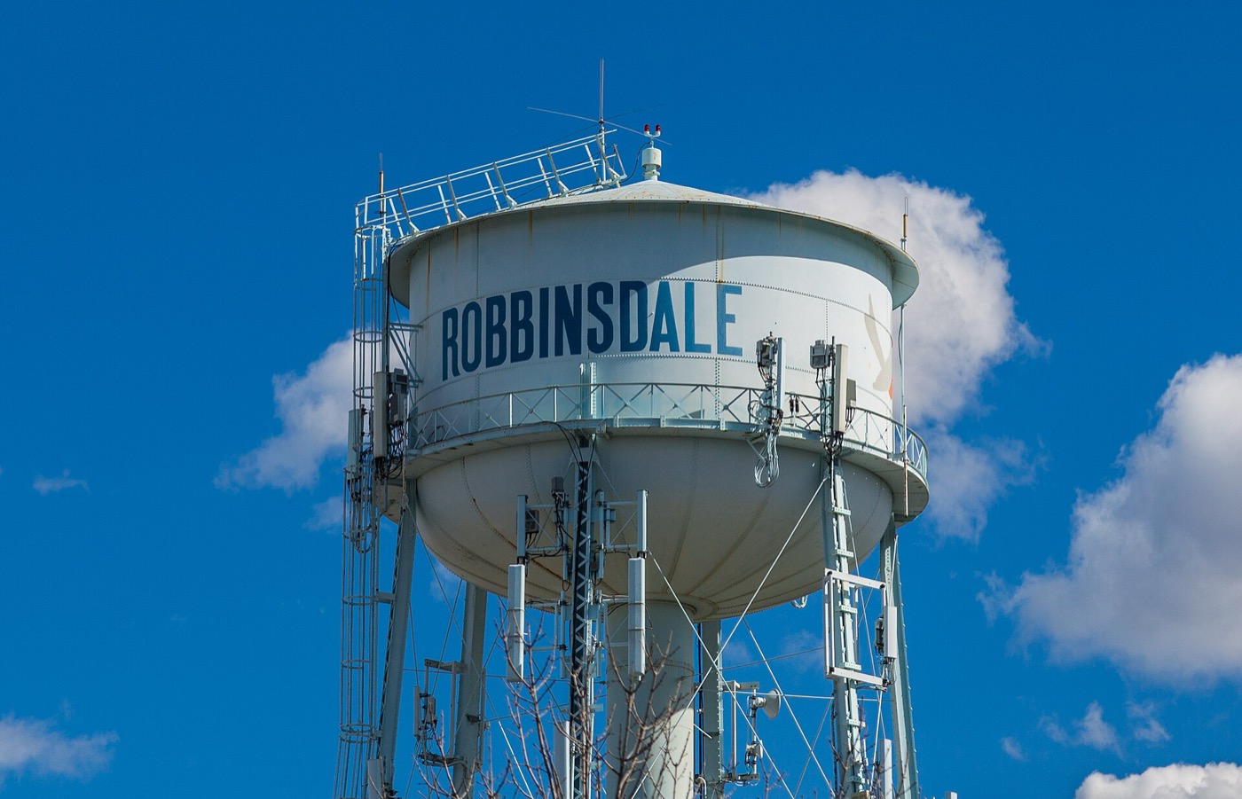 City of Robbinsdale water tower against the sky