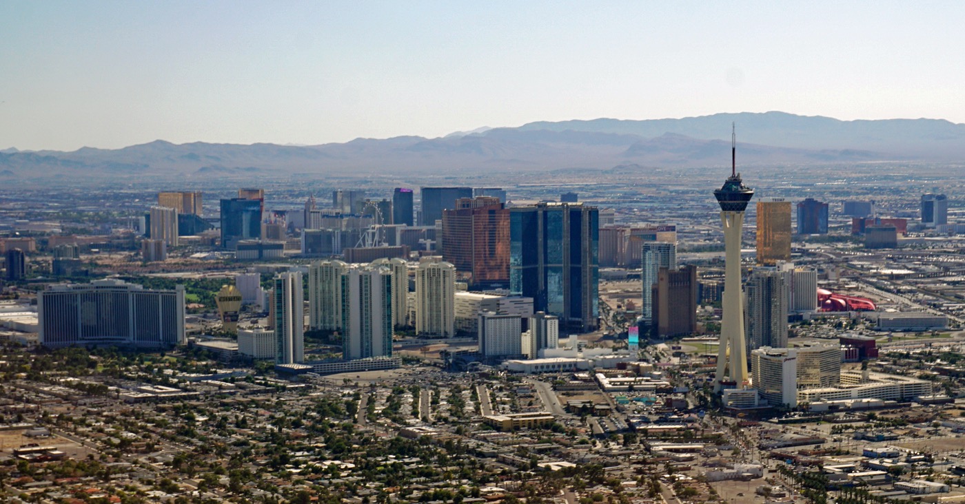 Aerial view of Las Vegas Strip resorts, which lie in unincorporated Paradise