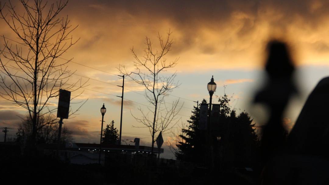 Sunset sky over downtown Canby