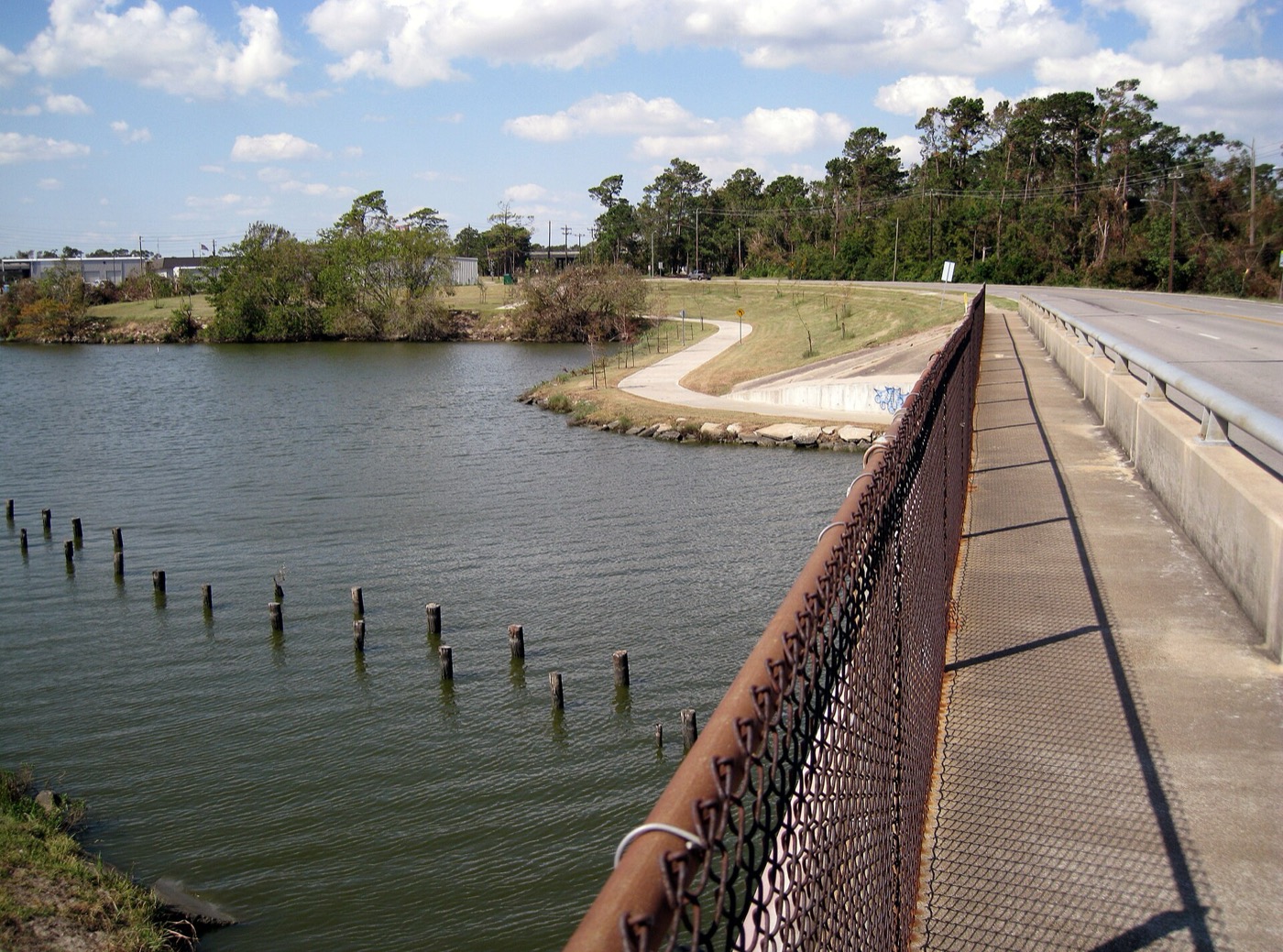 Goose Creek seen from the Market Street bridge railing in Baytown