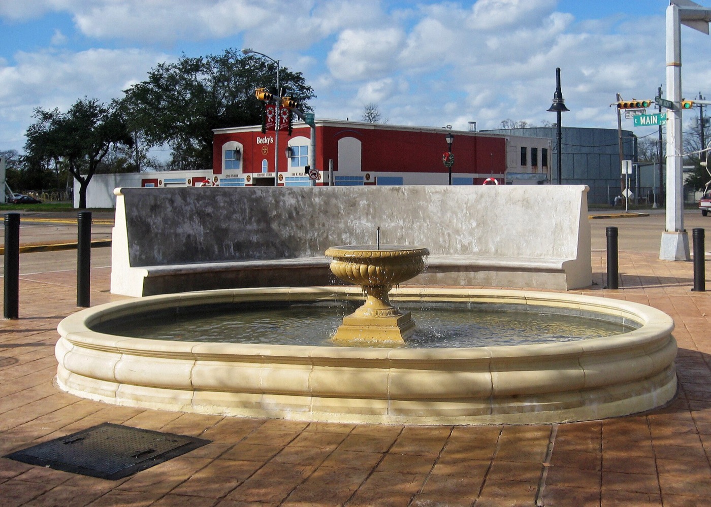 Five Points Town Plaza in downtown La Porte, Texas, where five streets once met