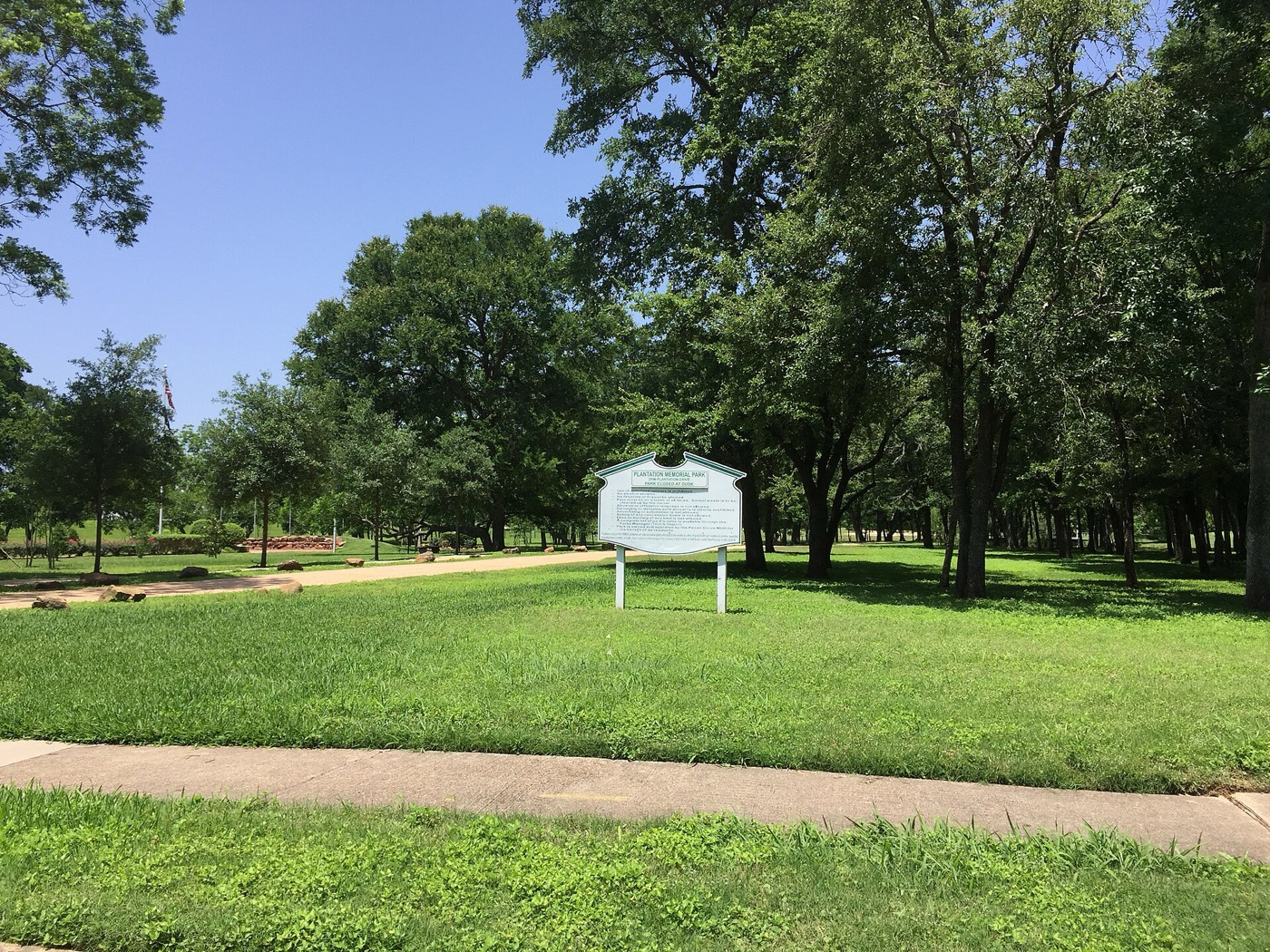 Plantation Memorial Park, a Fort Bend County park in Pecan Grove, Texas