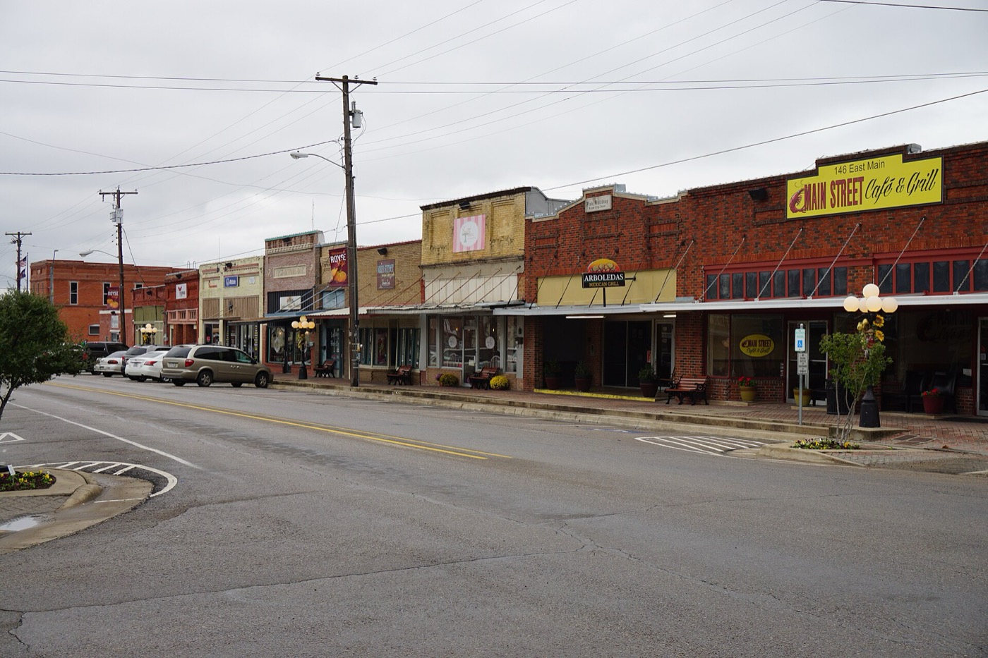 Older storefronts along Main Street in Royse City