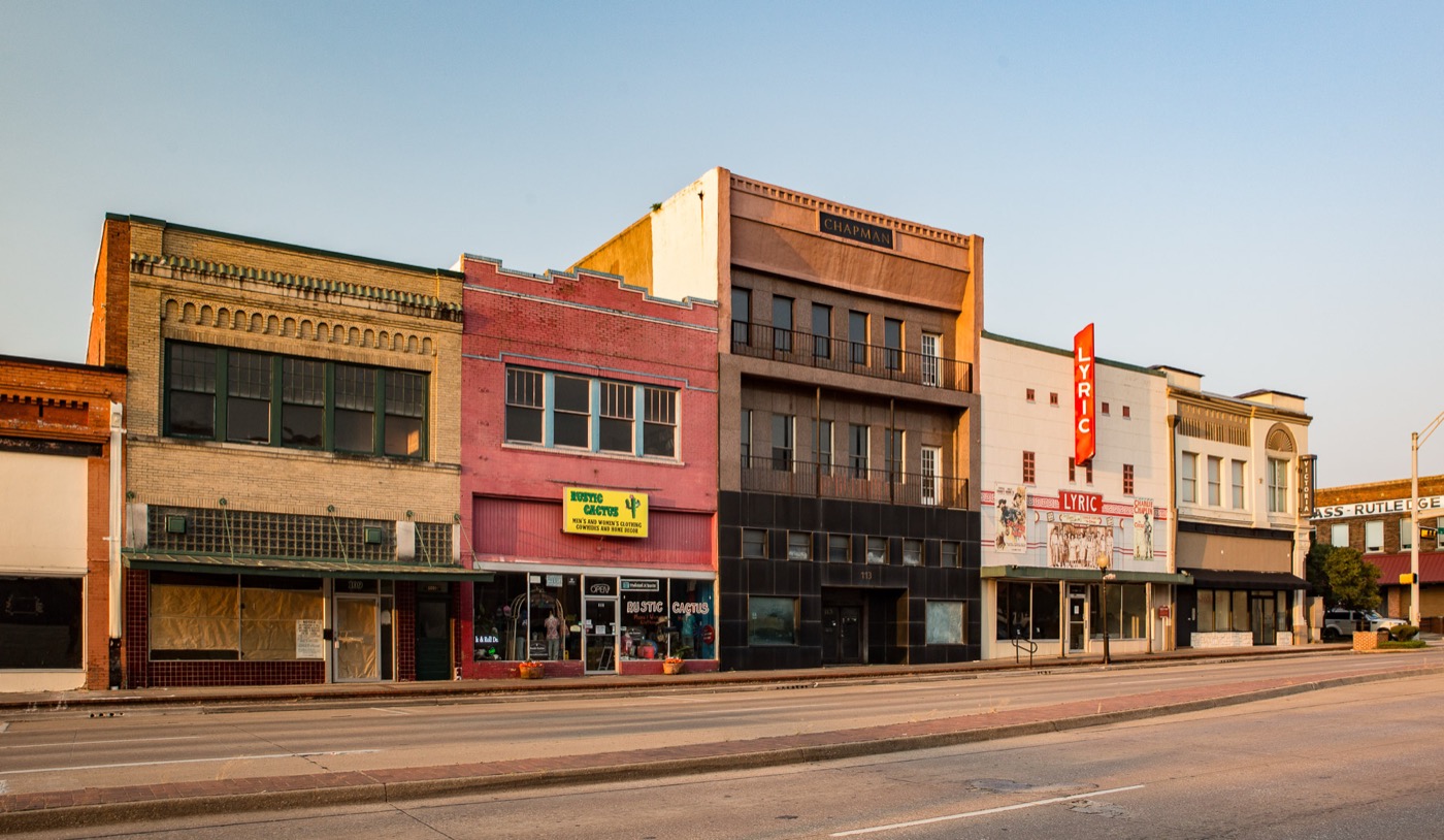 Historic commercial buildings in downtown Terrell, Texas