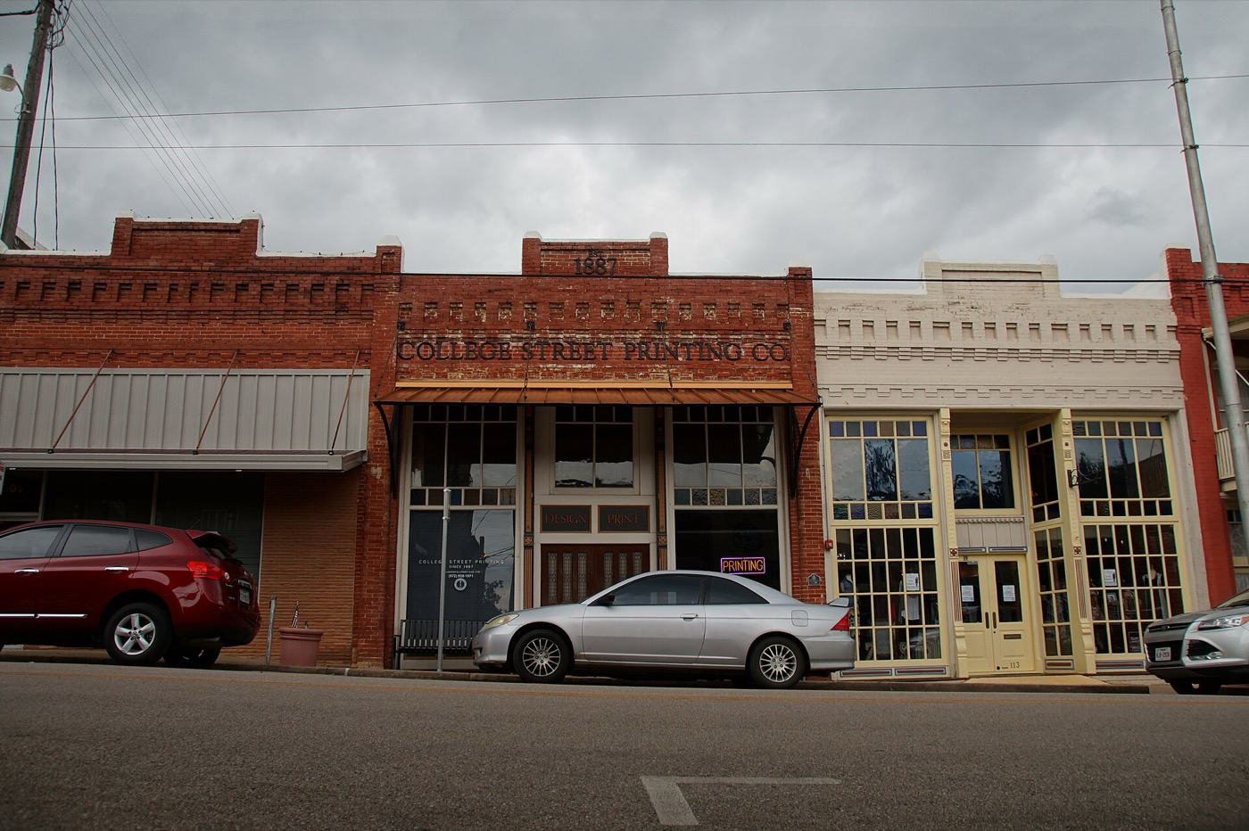 Historic brick commercial buildings in downtown Waxahachie, Texas