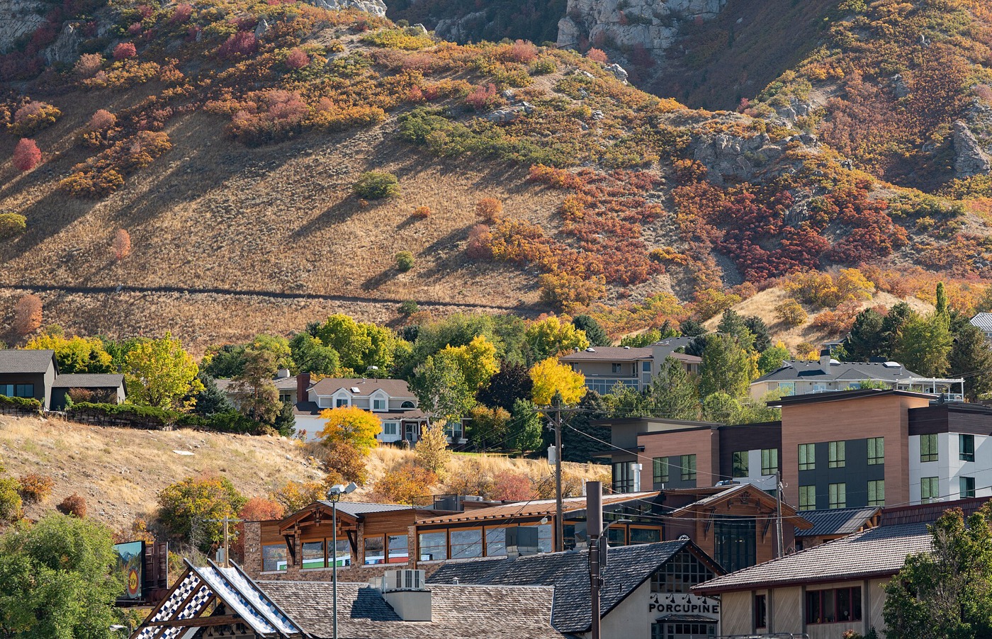 Houses on the mountain slopes of Cottonwood Heights, Utah