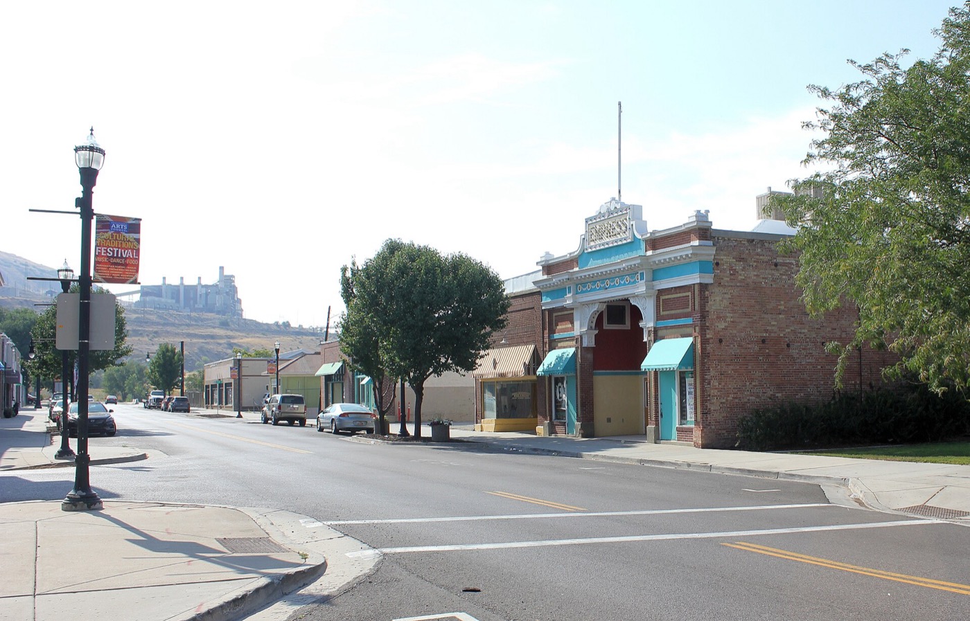 Historic storefronts along Main Street in Magna, Utah