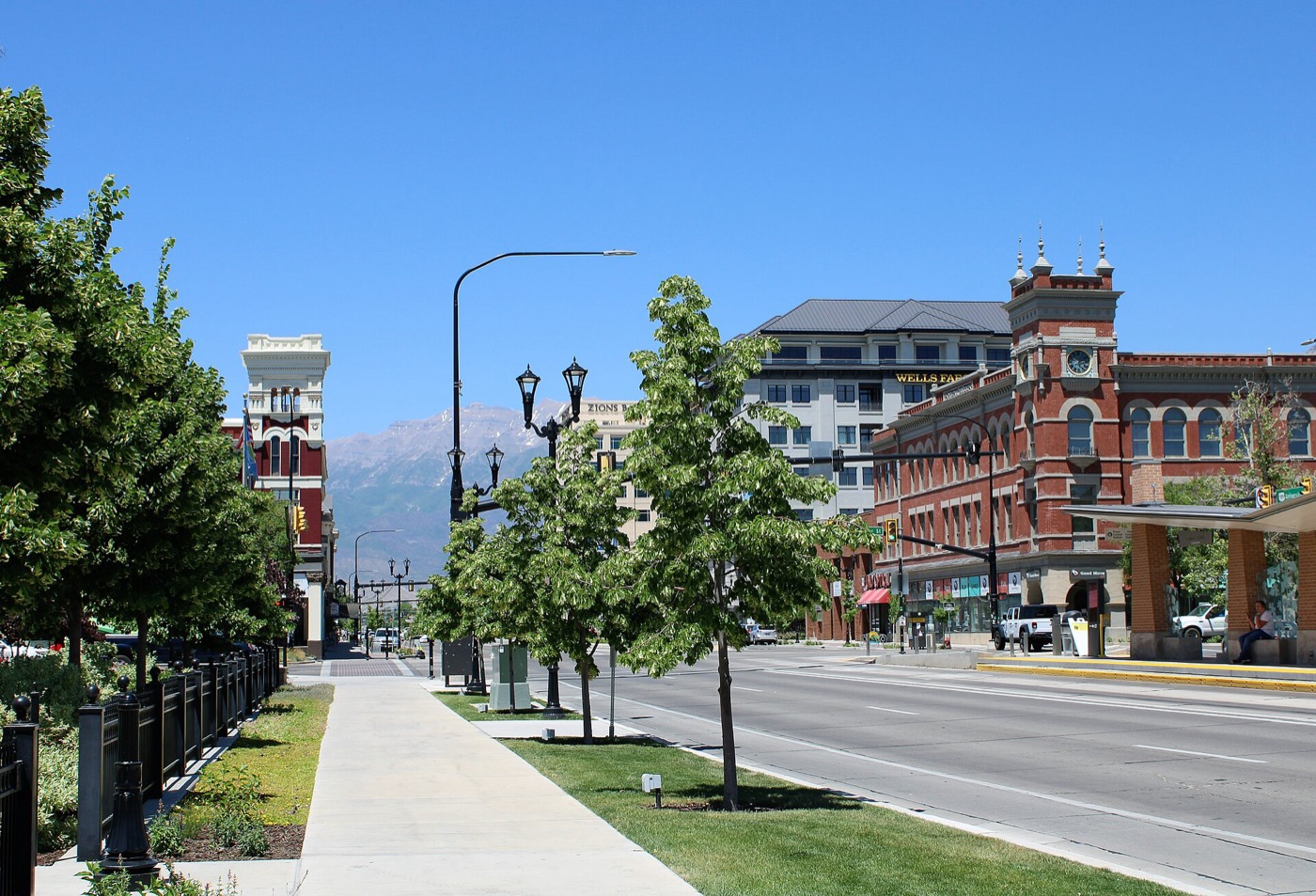 Historic storefront buildings along a downtown street in Provo, Utah